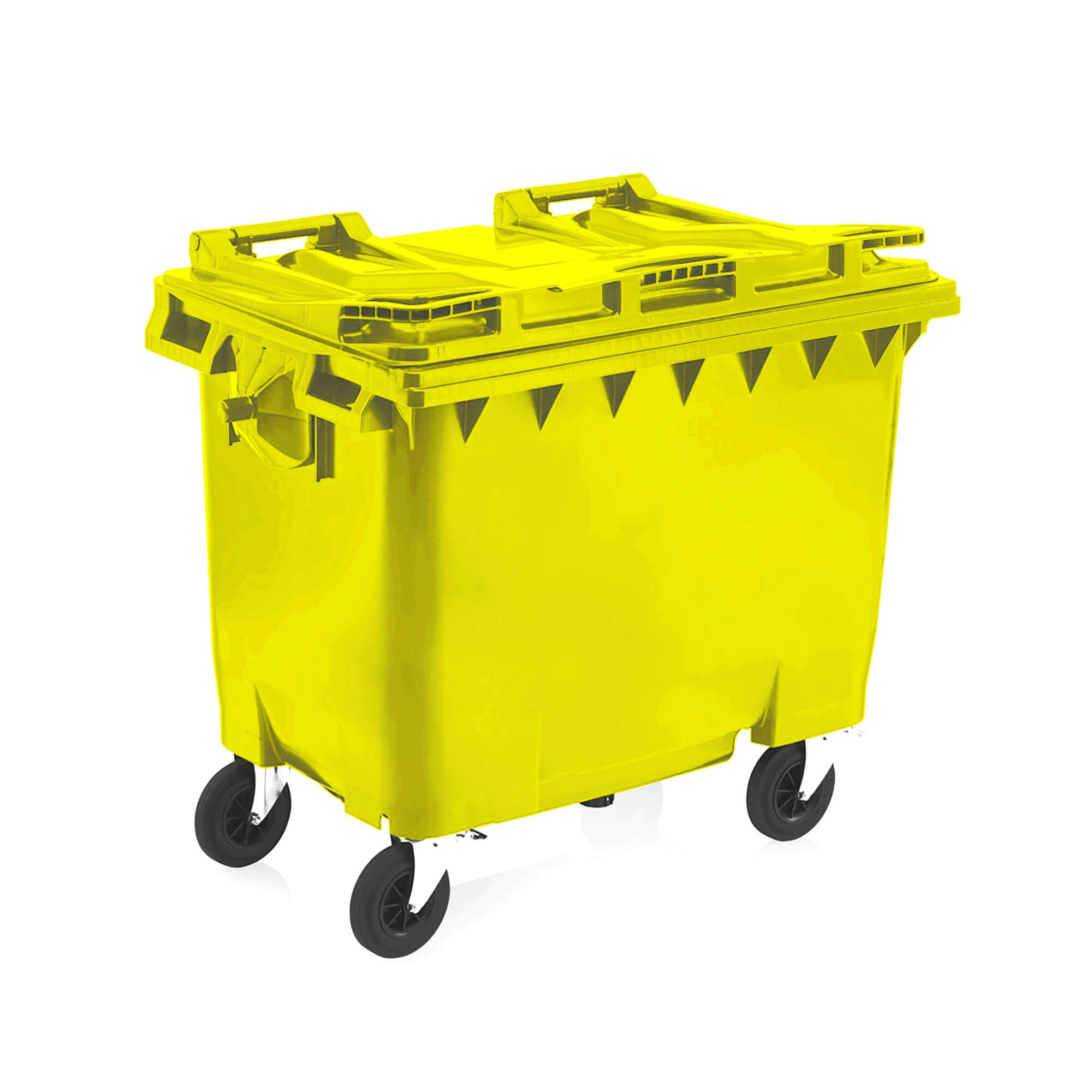 Yellow Rework Bin 660Litre Yellow Express Wheelie Bin Chemical Hazardous Waste